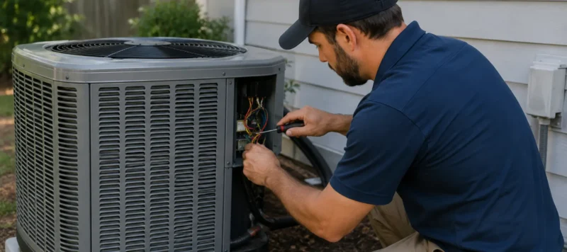 contractor working on AC unit